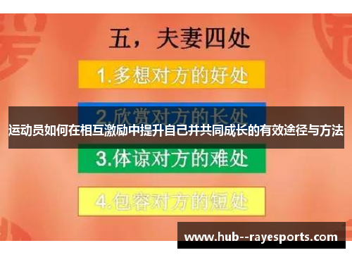 运动员如何在相互激励中提升自己并共同成长的有效途径与方法 运动员如何在相互激励中提升自己并共同成长的有效途径与方法